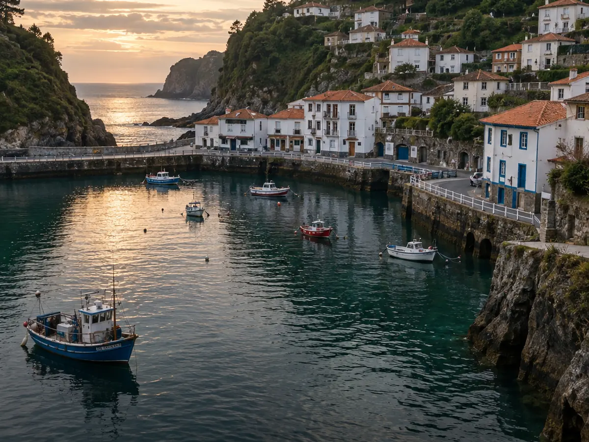 Village de pêcheurs autour d’un petit port des Asturies