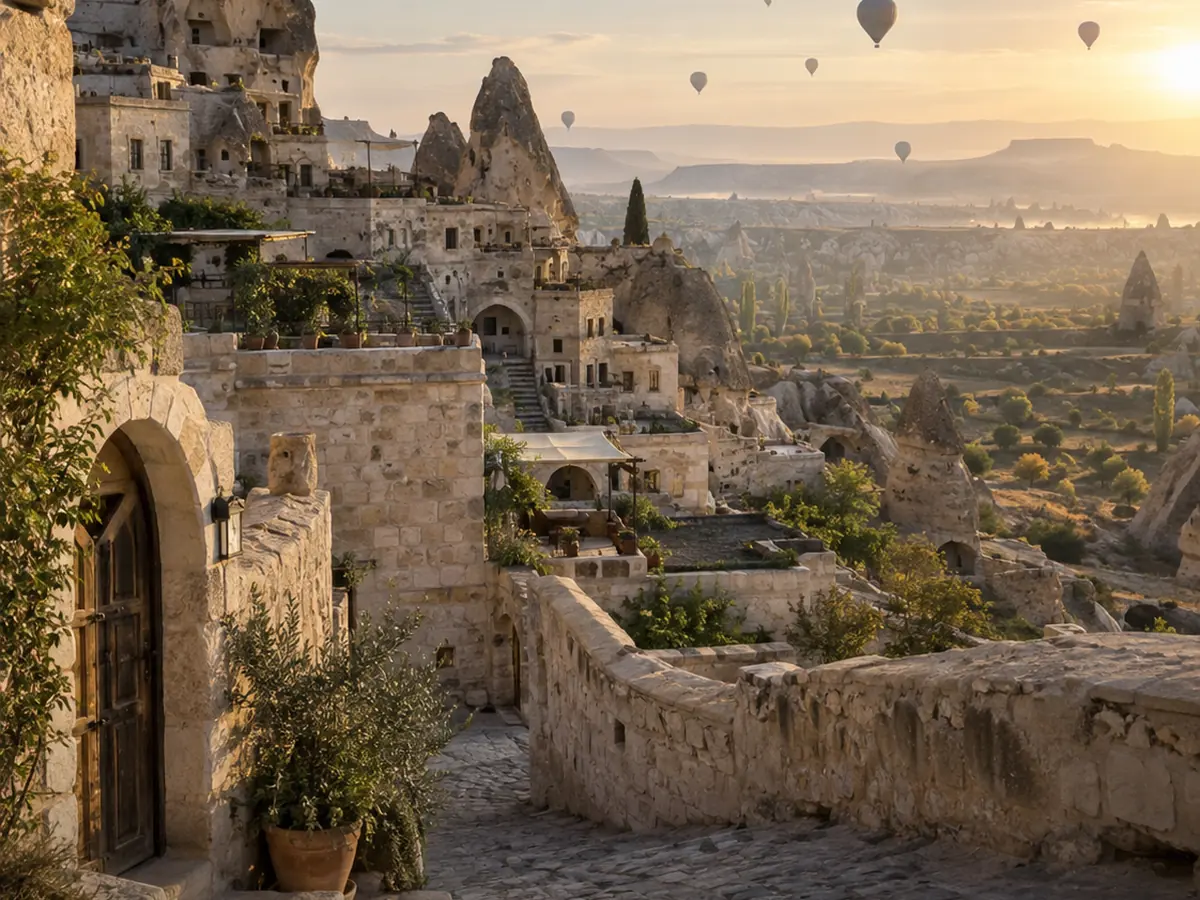 Habitations troglodytiques et formations rocheuses en Cappadoce