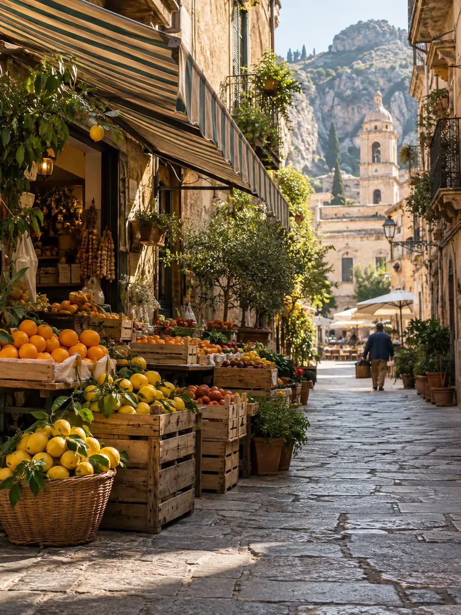 Sicile — Un itinéraire méditerranéen entre marchés, sites antiques, routes côtières et reliefs de l’Etna.