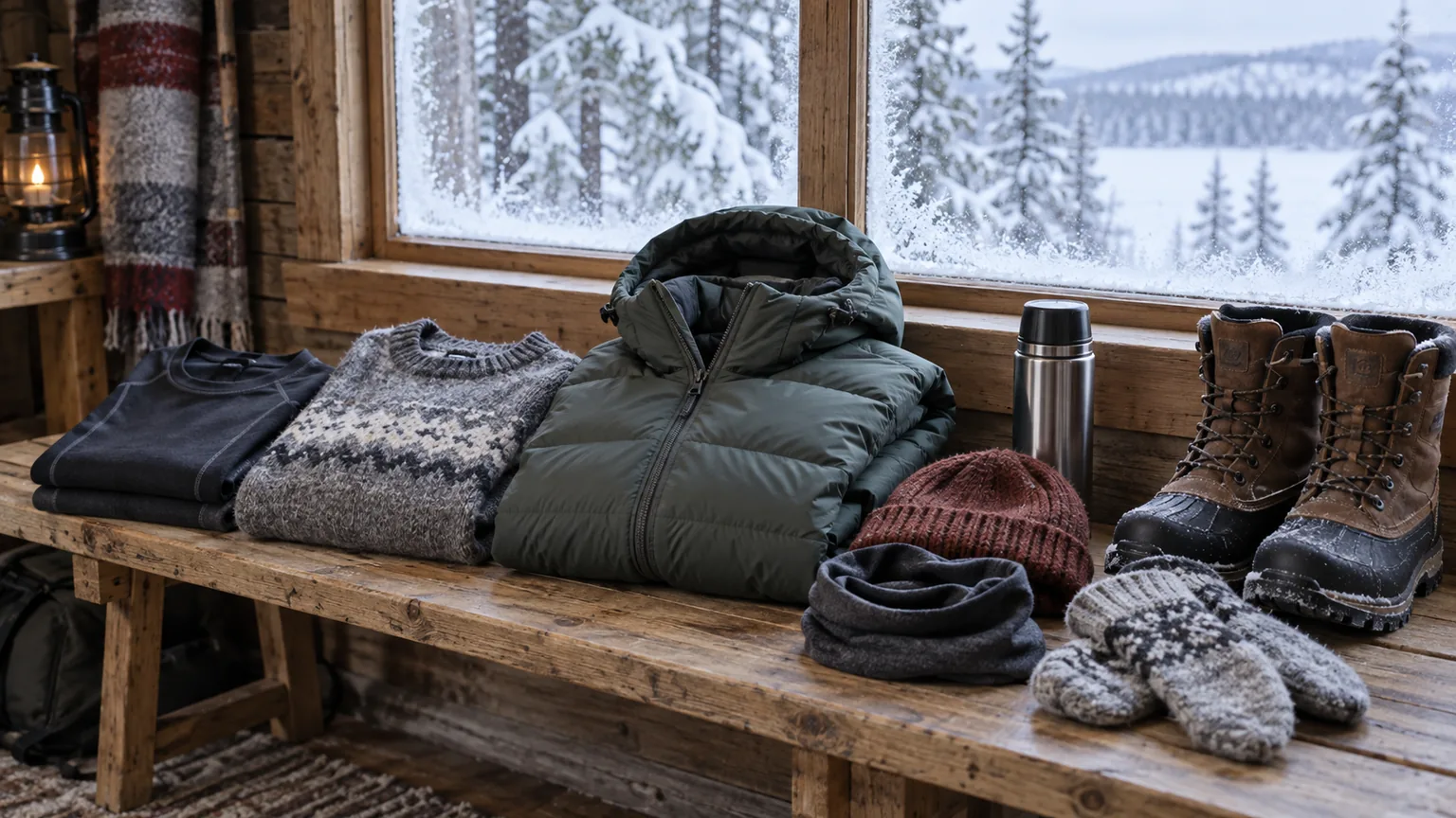 Système de couches, bottes et accessoires pour un voyage par grand froid