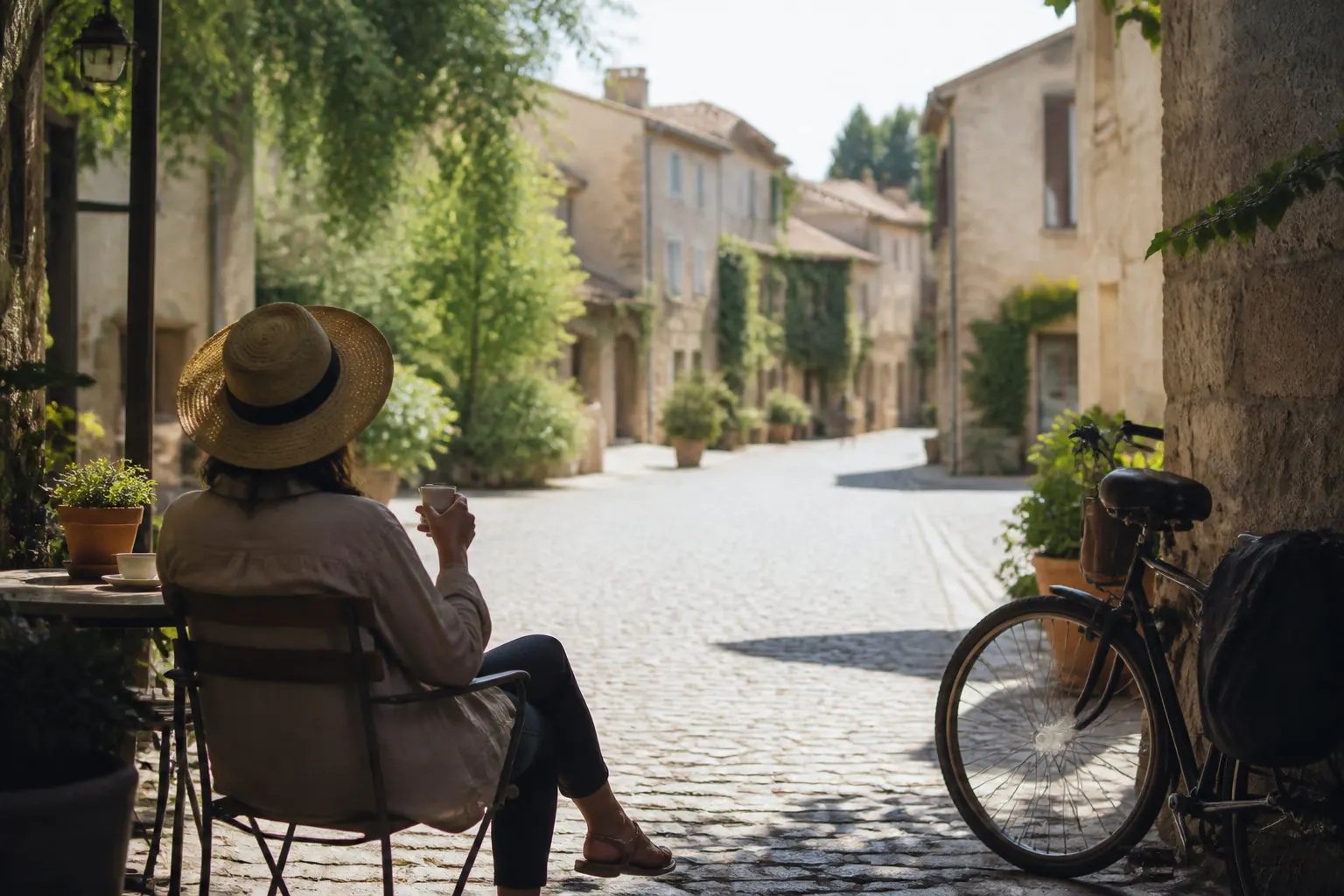 Pause tranquille dans un village pendant le voyage
