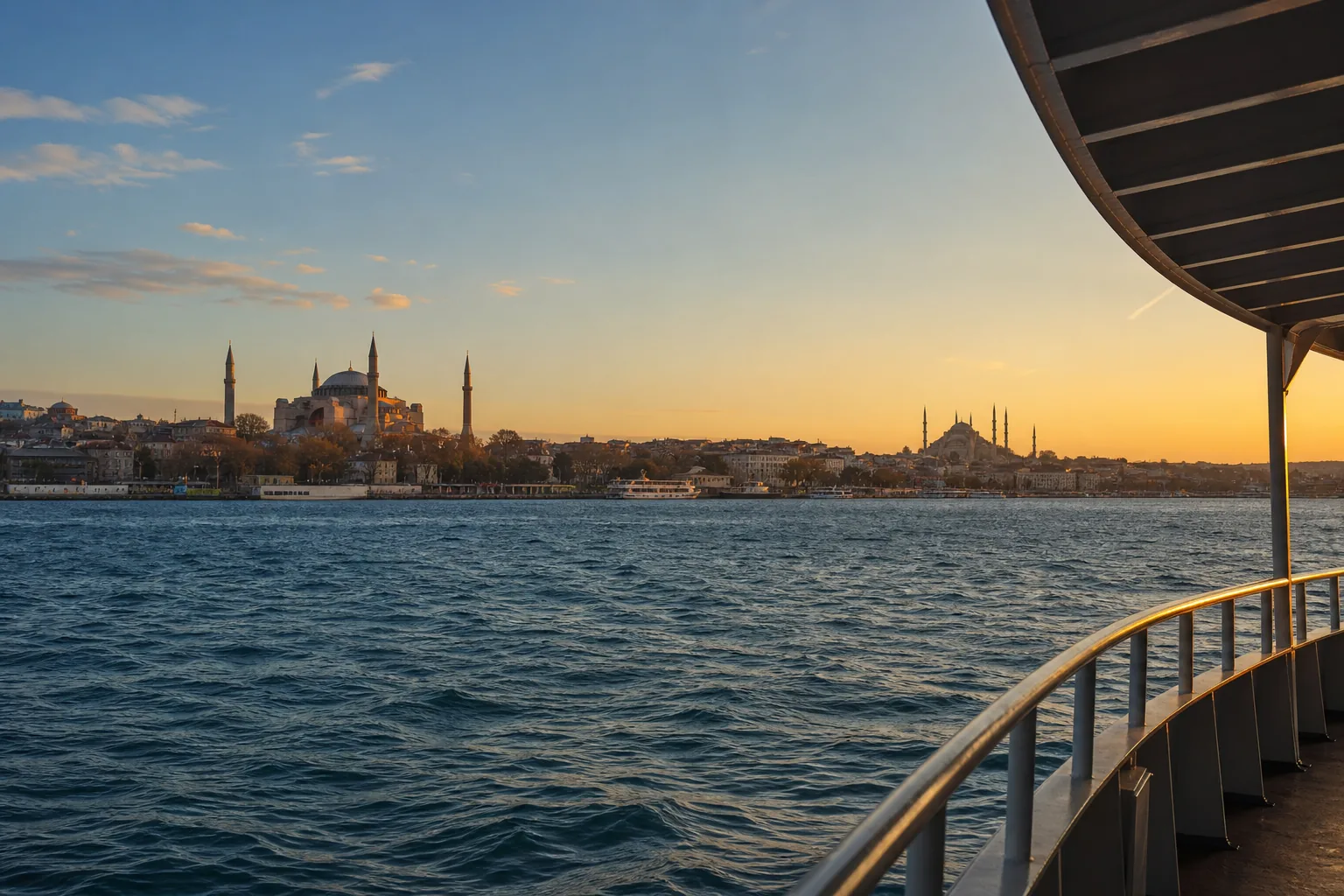Vue d’Istanbul depuis un ferry traversant le Bosphore