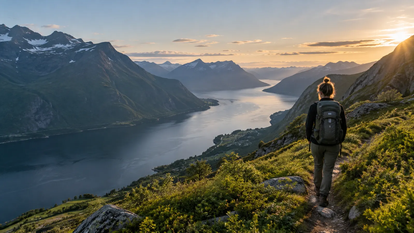 Sentier au-dessus d’un fjord nordique